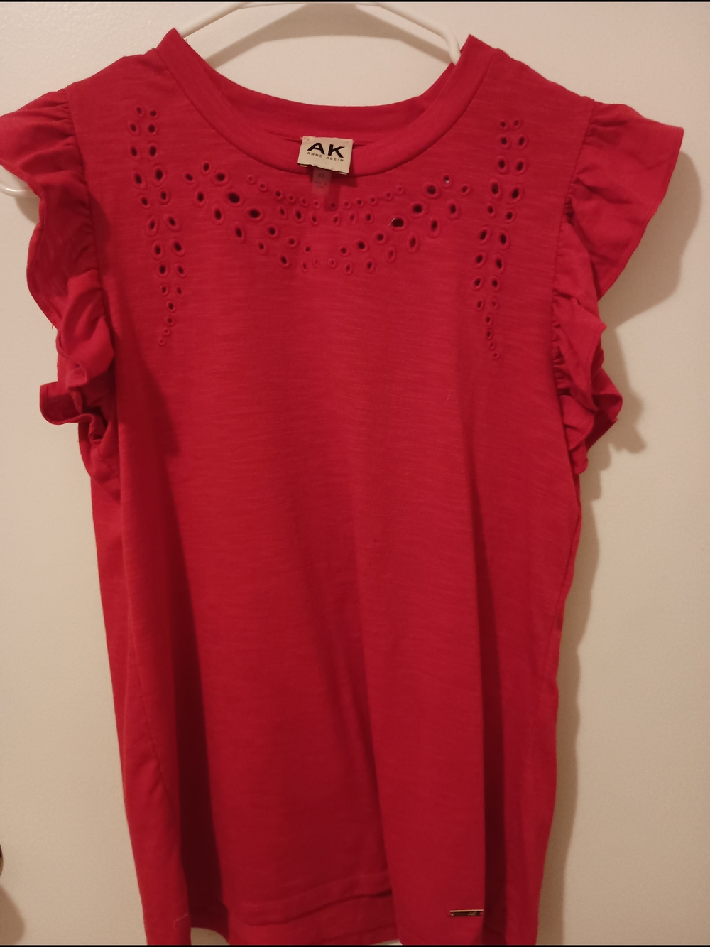 Anne Klein True Red Eyelet Detail Tee